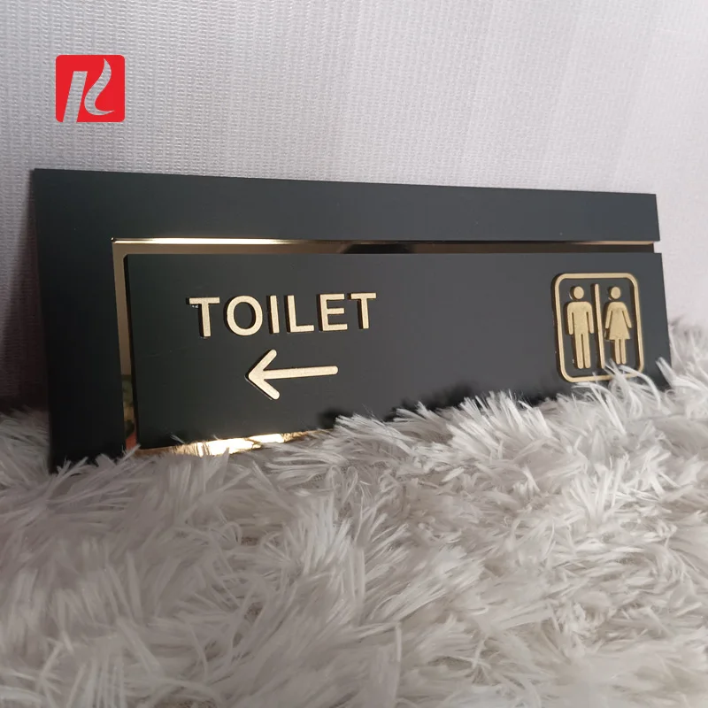 Custom Restroom Sign Acrylic Stainless Steel Bathroom Toilet Washroom Door Sign Self-adhsive Unisex Men Women Restroom Logo Sign
