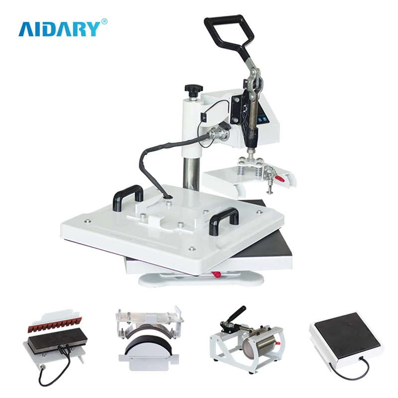 9 in 1 CE Certified 400W LCD Controller Combo Heat Press Machine Automatic Flatbed Printer with Memory Function Manual Option