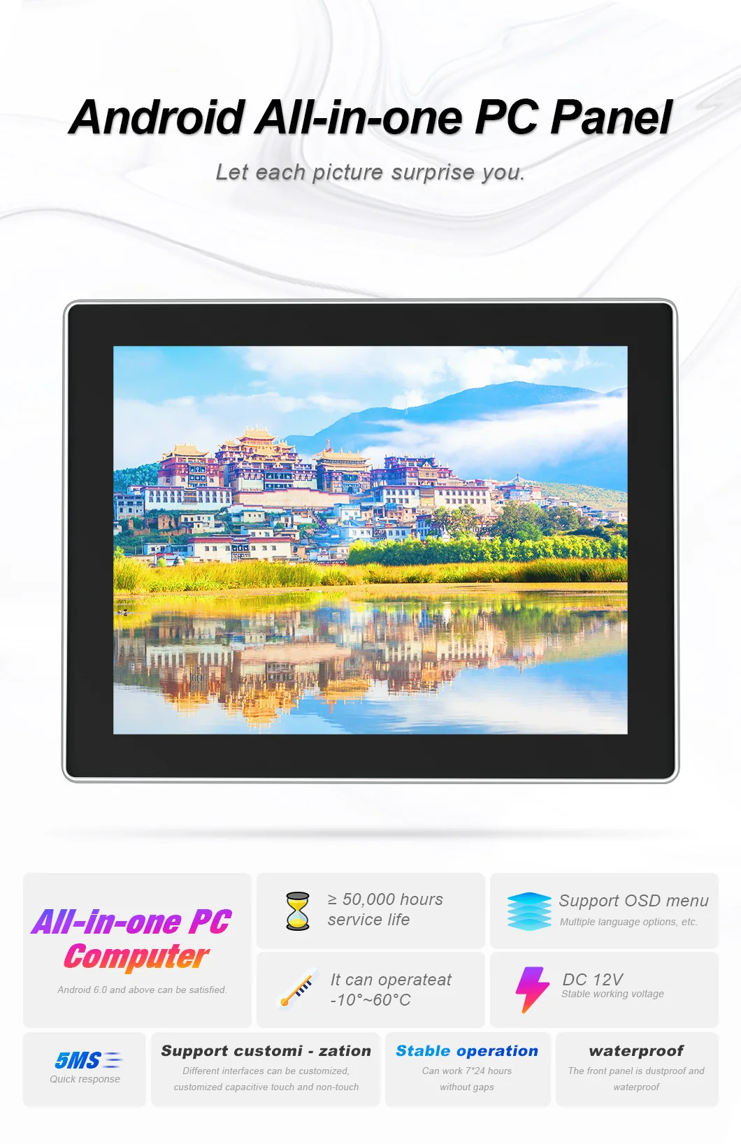 Wholesale Price 17 Inch LCD Touchscreen Monitor 1280*1024 Android All in One Panel PC IP65 Waterproof Industrial Desktop PC