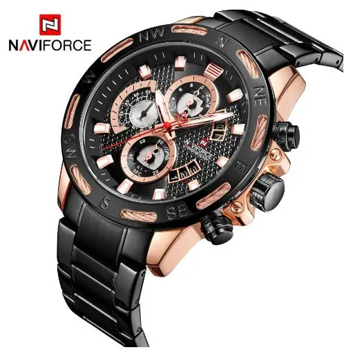 NAVIFORCE NF9165 Luxury Men's Quartz Watch with Stainless Steel Band