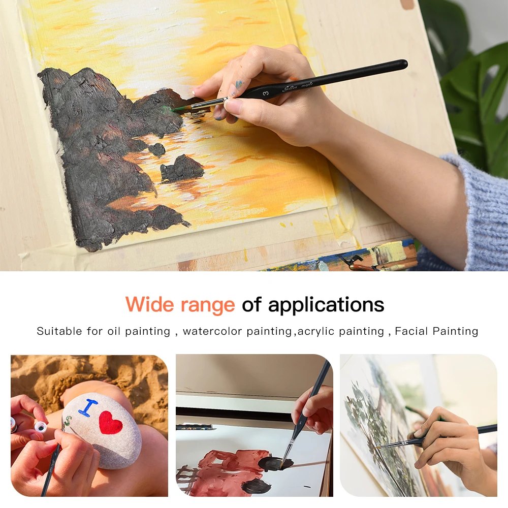 Professional Nylon 10pcs Miniature Detail Paint Brush Kolinsky Sable