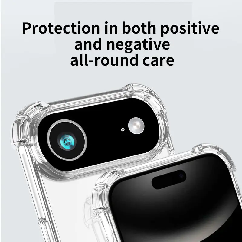 product anti fall transparent tpu phone case for iphone 17air 17 pro max clear shockproof hard cover four corner protection mobile case-5