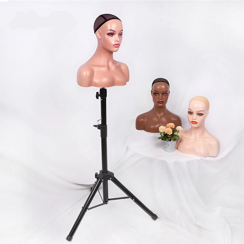 Wig Mannequin Head Bald Wig Display Stand Afro Mannequin Head Shoulder ...