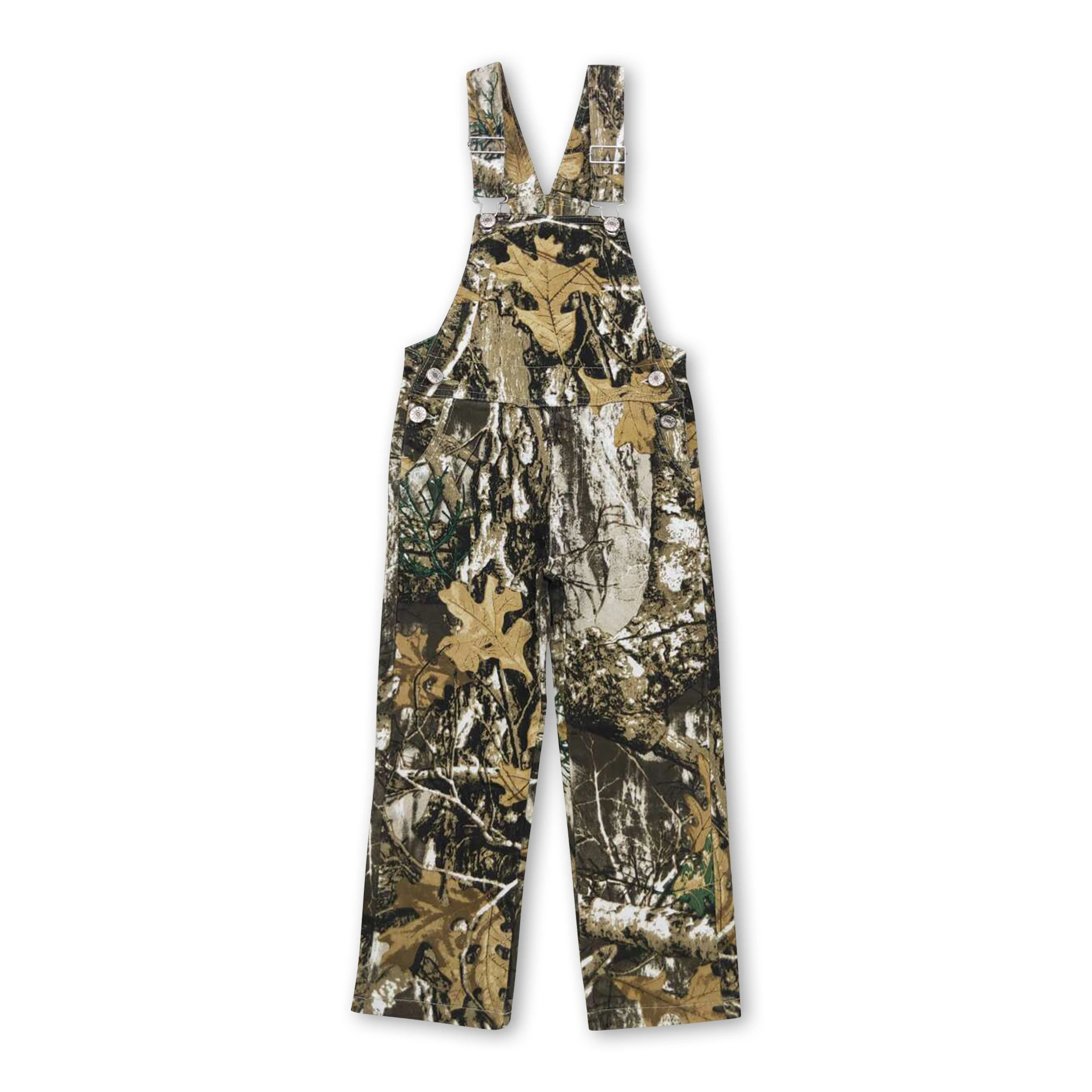 RTS Tree Leaves Branch Print Denim Overalls Kids Pants