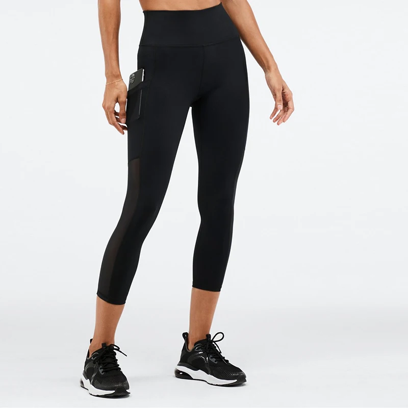 high waisted fabletics workout set wear