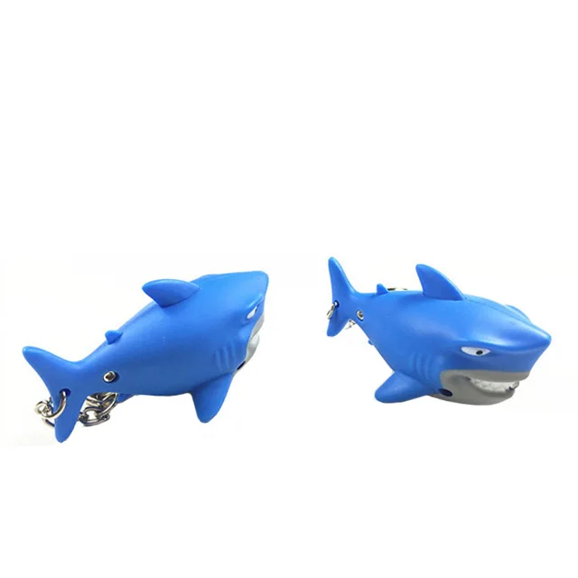 Cute Cartoon Shark Shaped Led Key Chain 