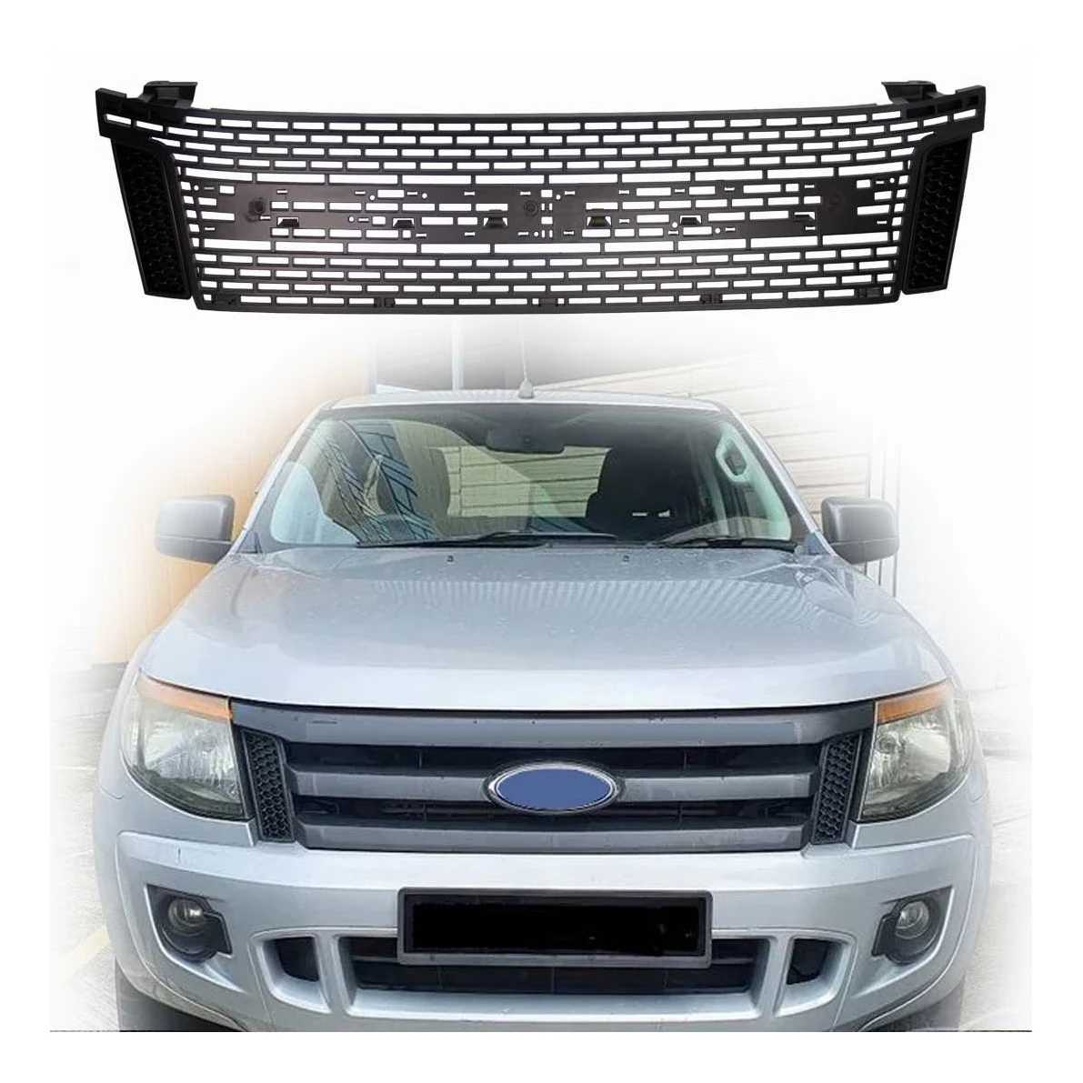 Подходит для 2012-2014 Ford Ranger T6 Модифицированная передняя решетка матовая черная Решетка переднего бампера для продажи
