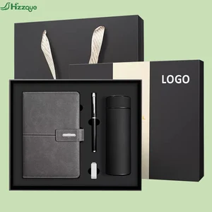Premium Business Promotional Gift Set PU Leather Notebook USB Flash Drive Vacuum Cup Box Bag Custom logo OEM Business Gift Set