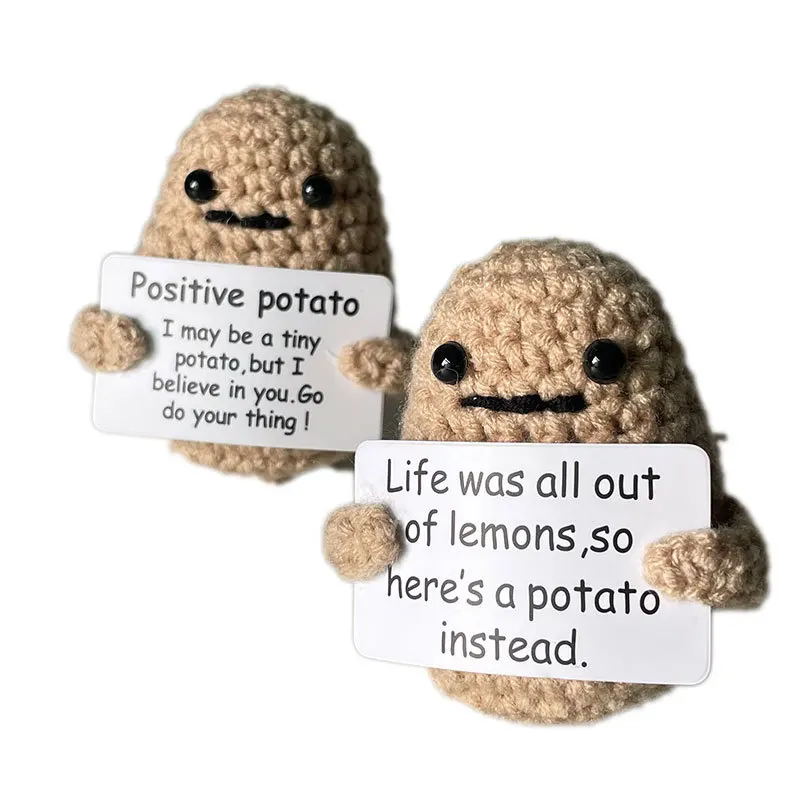 2Pcs Mini Funny Positive Potato, Cute Wool Crochet Knitted Positive Potato  Toy