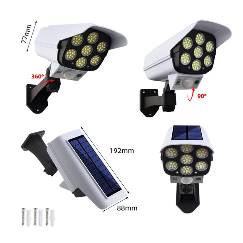 77 LED 3 Modes Solar Motion Sensor Light Outdoor Solar Simulation Monitoring Security Lighting Surveillance Cameras Lights