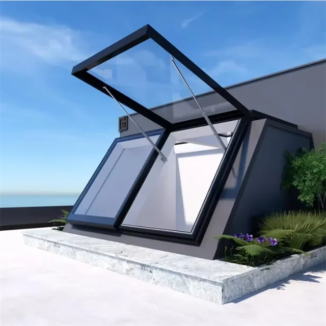 Intelligent Electric Screw-type Skylight, Aluminum Alloy Double-glazed Glass, Gas-supported Attic/sunroom Roof Skylight