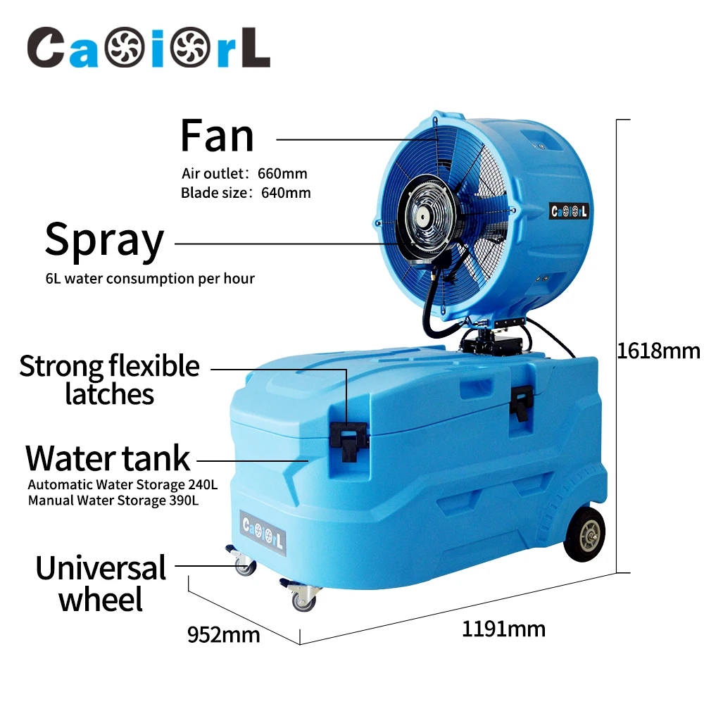 103 Gallon Etl Party Rental Outdoor Black Oscillating Misting Fan