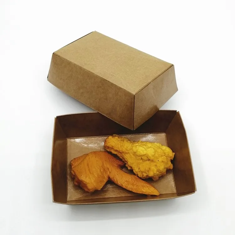 Kraft paper food   tray paper boat for fried fries chicken fast food container