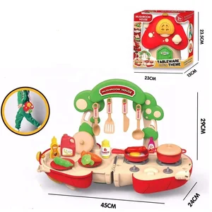 ITTL New Arrival 32PCS Mushroom Kitchen Toys Plastic Play House Tableware Set for Kids Messenger Bag