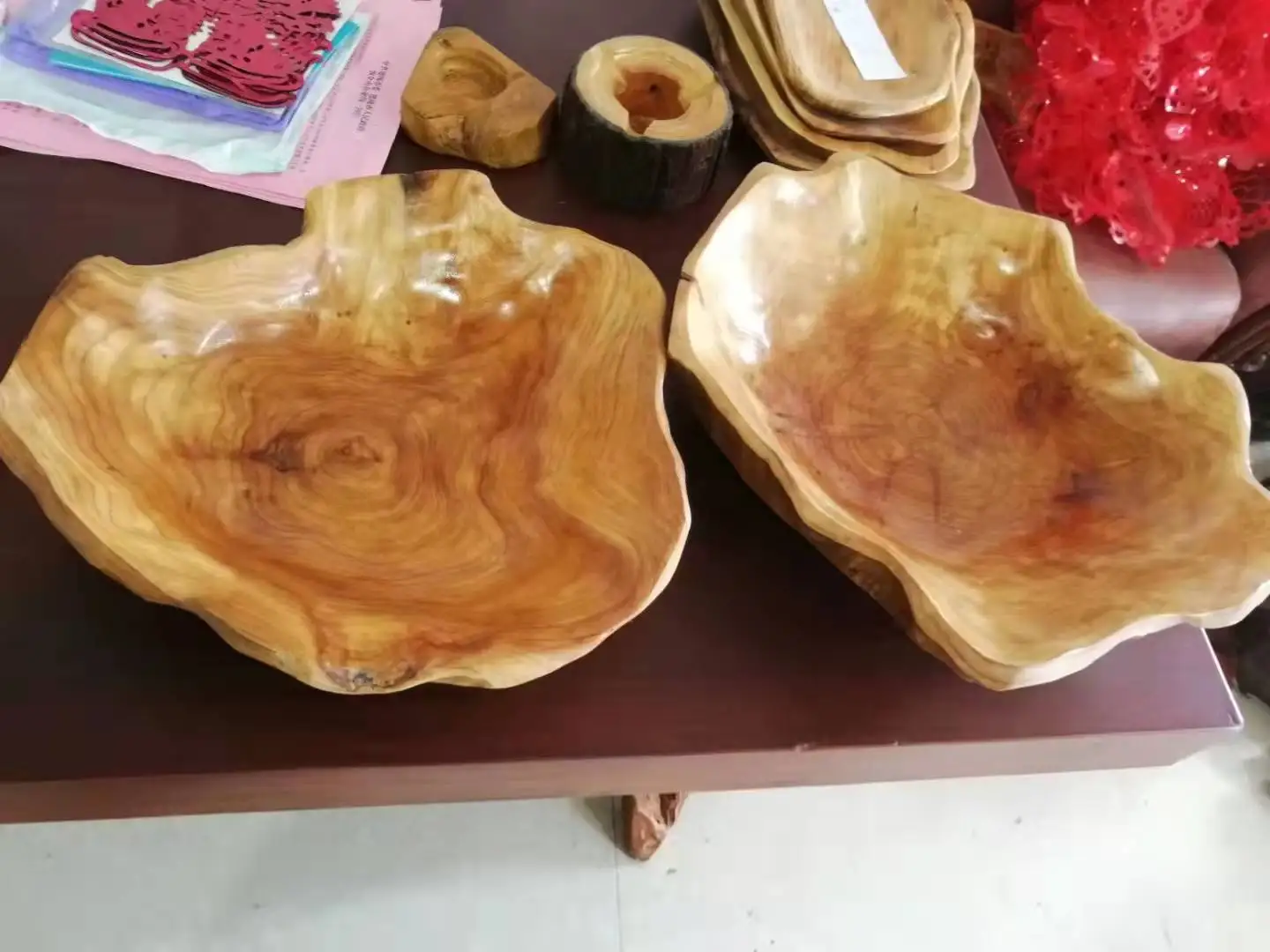 High Quality Factory Direct Sale Creative Wood Bowl Root Carved Bowl Handmade Natural Real Wood  Wooden Salad Bowl