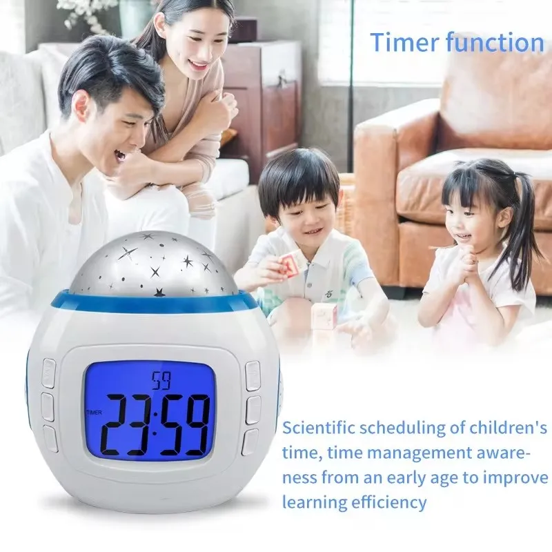 Projector Children’s Night Light Music Star Sky Digital Led Projection Projector Alarm LCD Clock Calendar