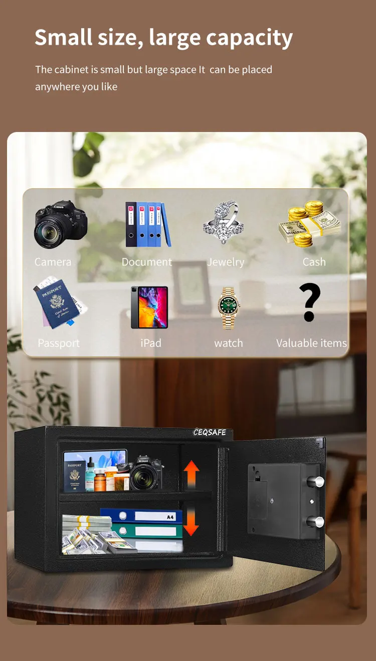 CEQSAFE Safe Box Small Security Key Hidden Cash Safety Deposit Box Portable Electronic Mini Safe Box supplier