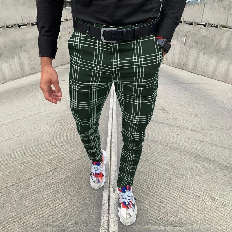 Mens Fashion Stripe Plaid Dress Pants - Casual & Stylish