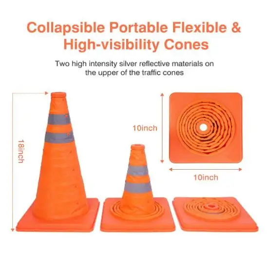 Collapsible Traffic Cones Multi Purpose Pop up Reflective Safety Cone