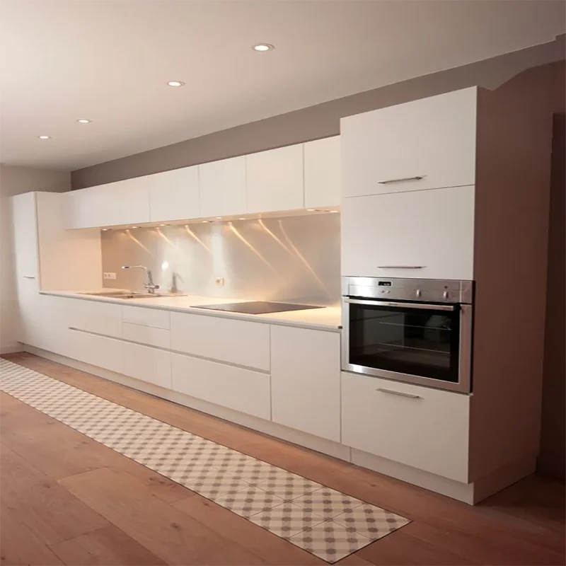 2 Pac Coating Polished High Gloss Modern White Kitchen Cabinets
