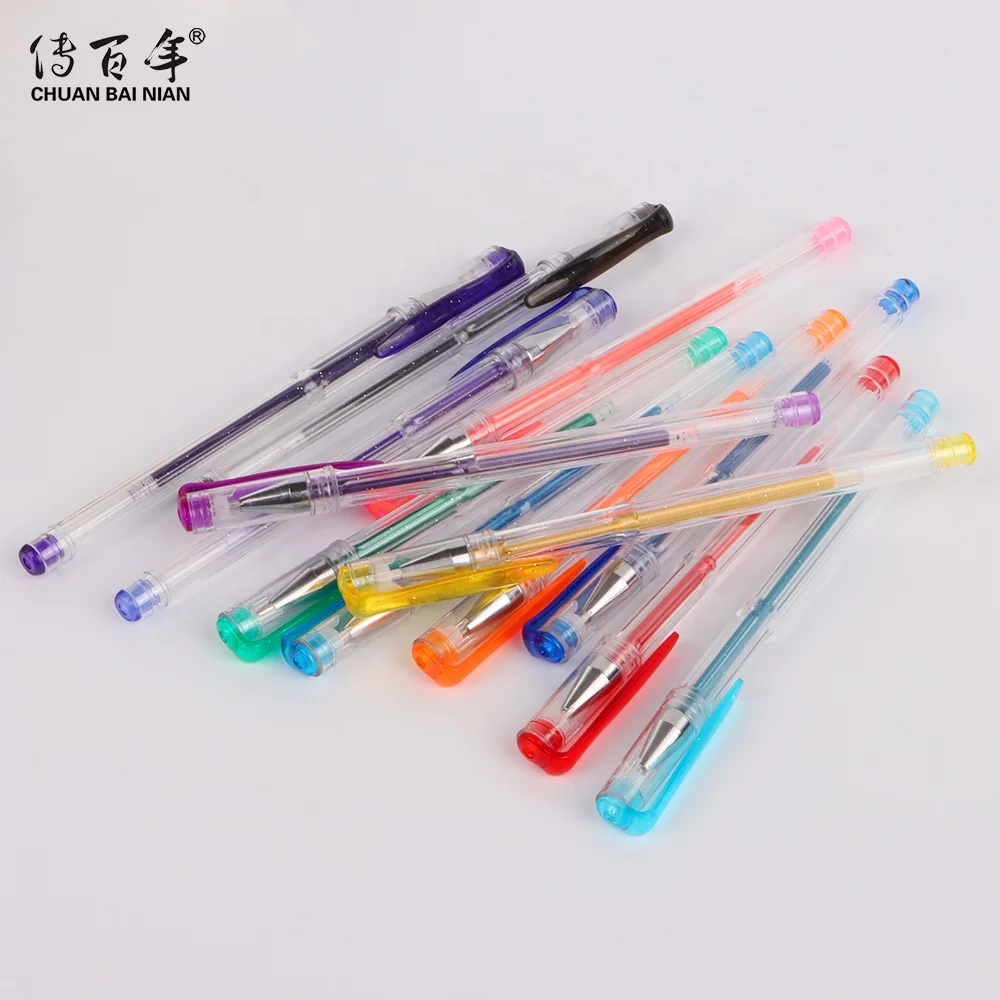 Hot Sales 25 Pack Rainbow Metallic Neons Pastel Glitter Gel Ink Pen Set  Plastic Material for Adult Coloring Books