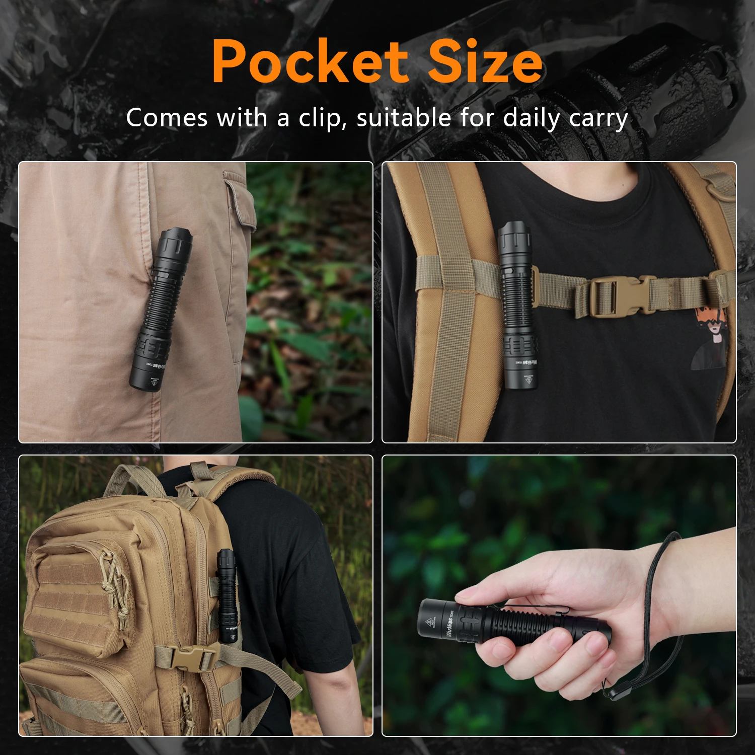 TD02  Powerful 2000LM 254M IP68 Waterproof Tactical Torch Tail Switch 18650 EDC Flashlight
