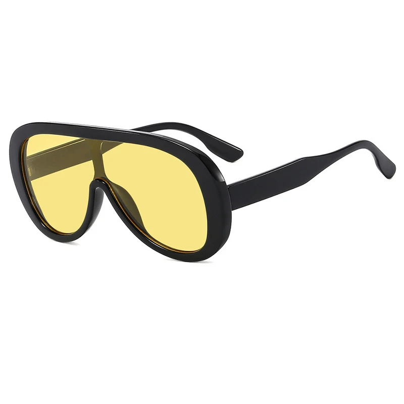 Yellow Oversized One-piece Sunglasses Oversized Rimless One Piece Shield Lens Wrap Around Sport  main image 4