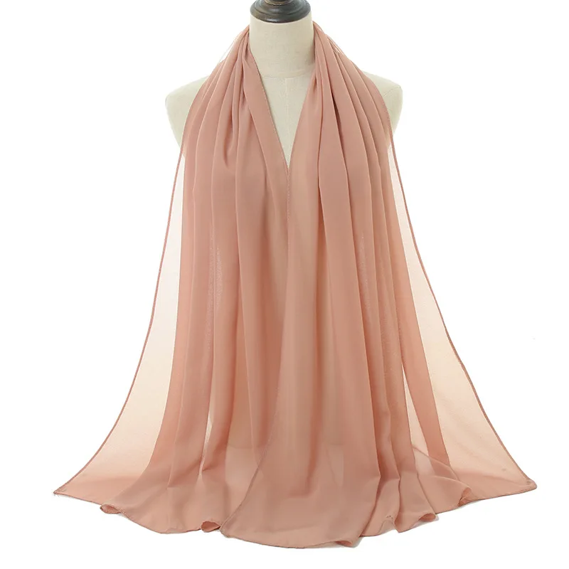 Женская шаль дешевый модный шифоновый однотонный высококачественный мусульманский Малайзийский арабский шарф