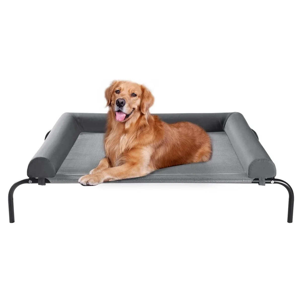 Elevated Dog Bed Cot with Bolster Raised Outdoor Dog Bed Slightly Chew Proof Cooling Washable Pet Cot with Breathable Mesh Alibaba