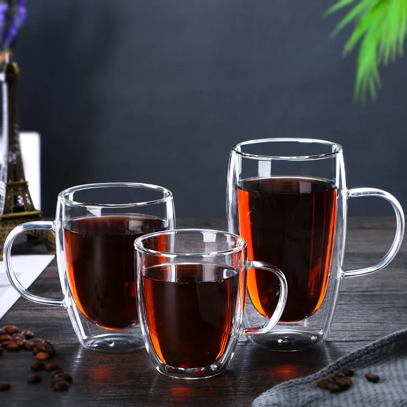 Креативные прозрачные стаканы 250 мл 350 кофейная кружка подарок чашка для чая пива прозрачная в форме сердца стеклянные кружки с двойными стенками