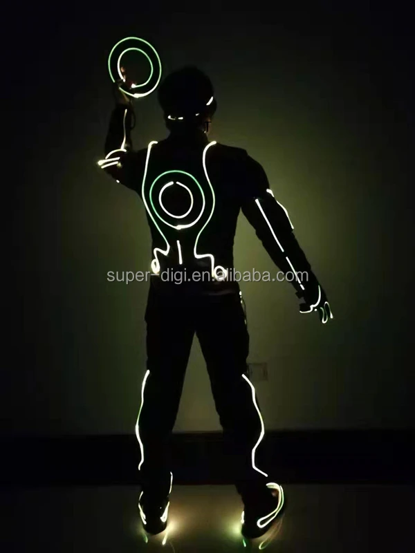 scintillant parti fibre optique lumière tron danse costumes performance  porter halloween brillant led costume de danse