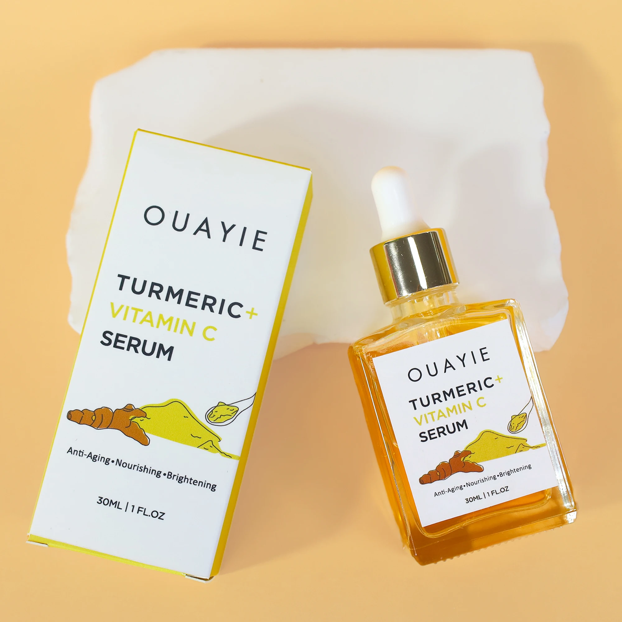 Hot Sale Private Label Organic Turmeric Skin Care Facial Serum for Lightening Glowing Brightening Turmeric Serum Oil