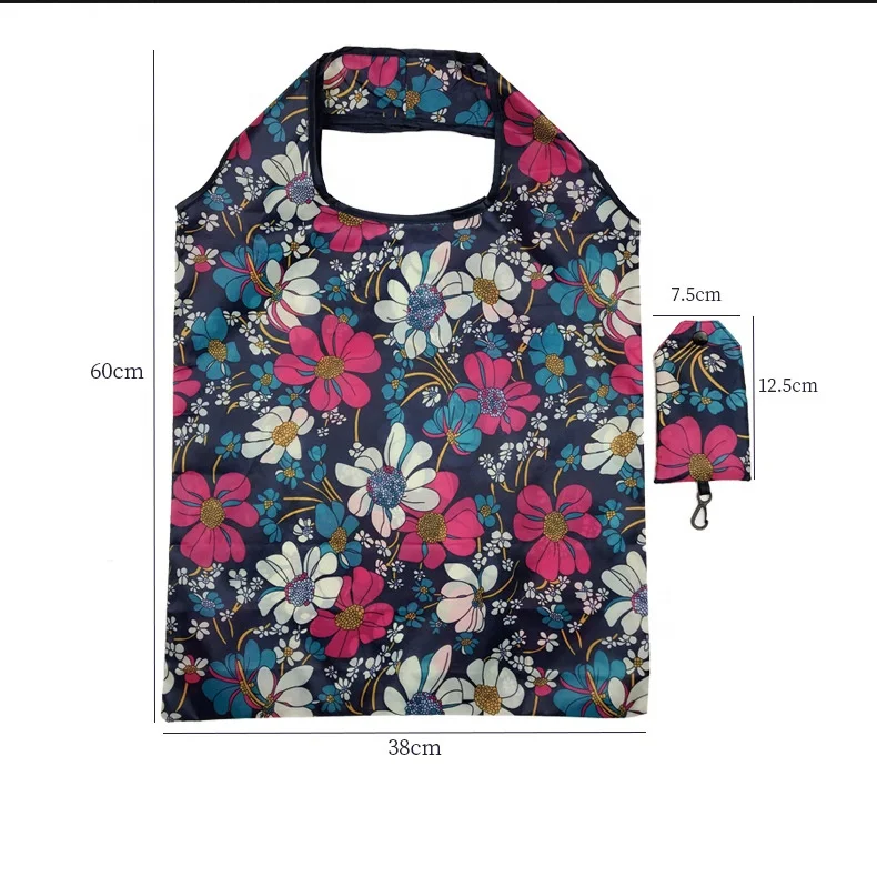 Cheap Custom Foldable Reusable Shopping Tote Bag Large Waterproof Grocery Shopping Tote Bag 190T Nylon Polyester Foldable Bag