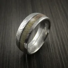 Factory Price Custom 8mm Domed Fashion Jewelry For Men Classic Silver Damascus Ring Anlter Damascus Steel Ring