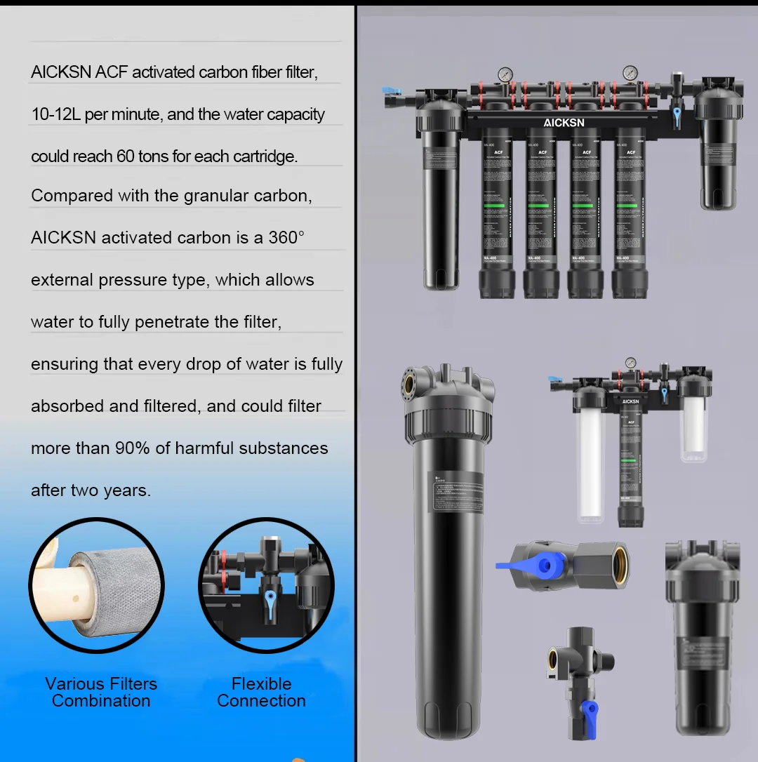 Aicksn 40lpm Large Flow Filtration System Water Treatment Plant Commercial Water Purifier For