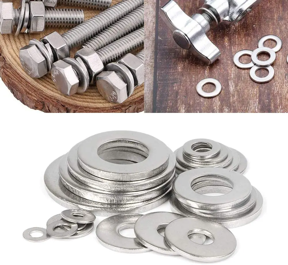 360Pcs Stainless steel Flat Washer Sealing Ring Washers Assortment Set 8 Sizes 