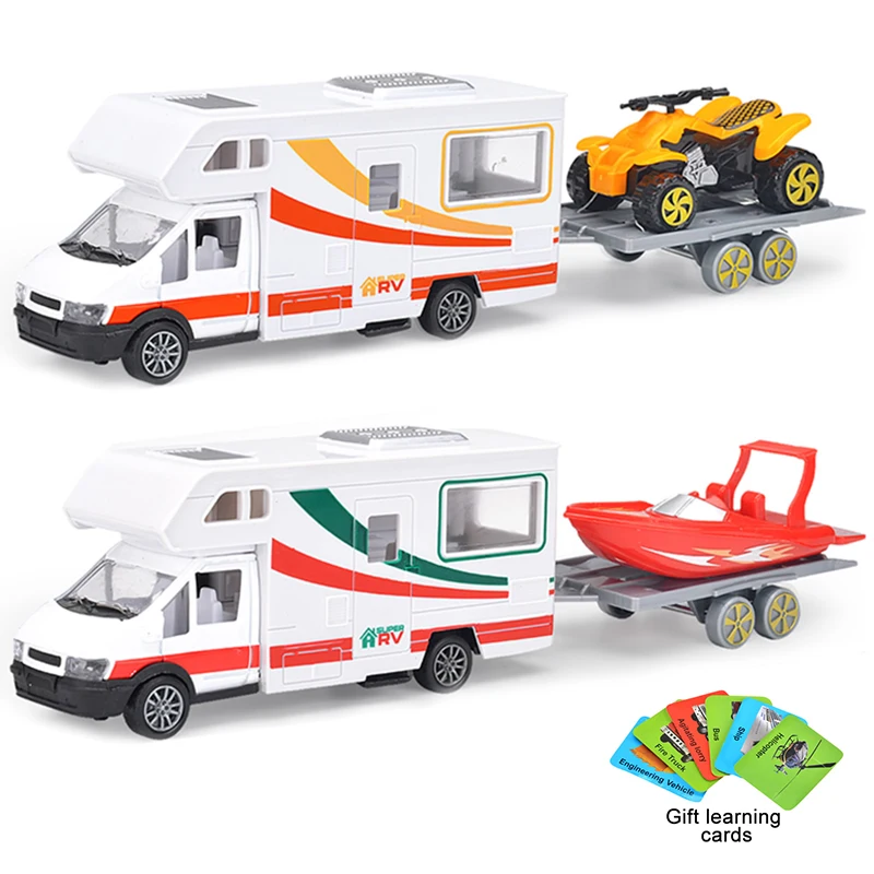 Metal Diecast 4x4 Car With Caravan Model Vehilce Toy Car 1:48 