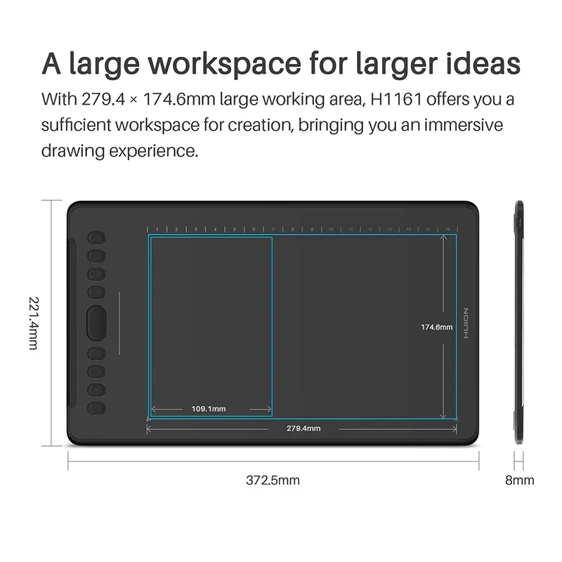 Huion H1161 11inch Painting Board Other Computer Accessories Support Cellphone Battery Free Digital Pen Graphic Tablet - Image 4