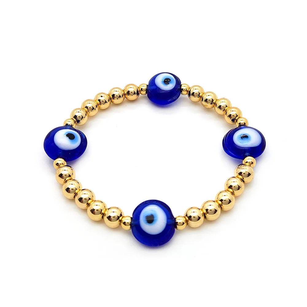 Blue Big Eye Bracelet Jewelry for Women Turkish Eye Bracelets Accessories Gold Plated Beads Pulseras Femme 2024