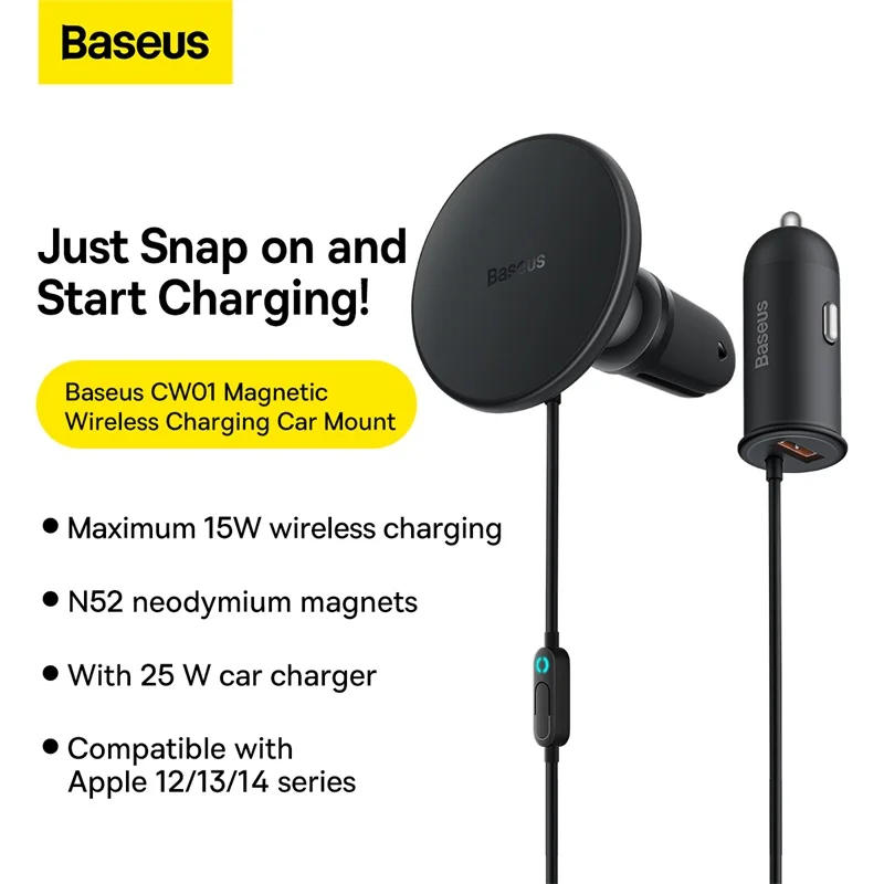 Baseus Carregador Carro 40W Magnetic Wireless Charger