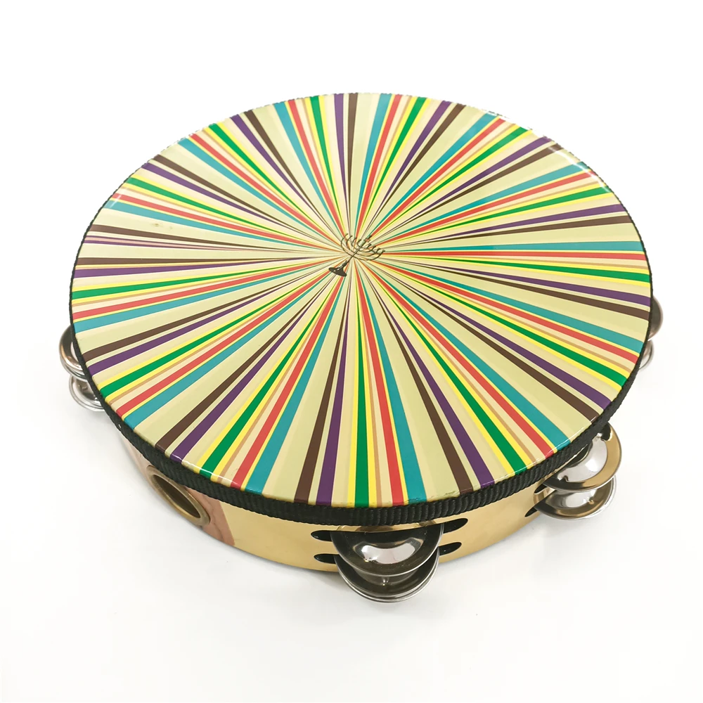 Best Selling Children 8 Inch Hand Held Drum Bell Wood Percussion Toy