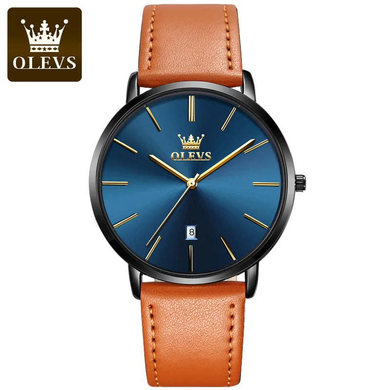 OLEVS 5869 Men's Quartz Watch Ultra Thin Leather Strap