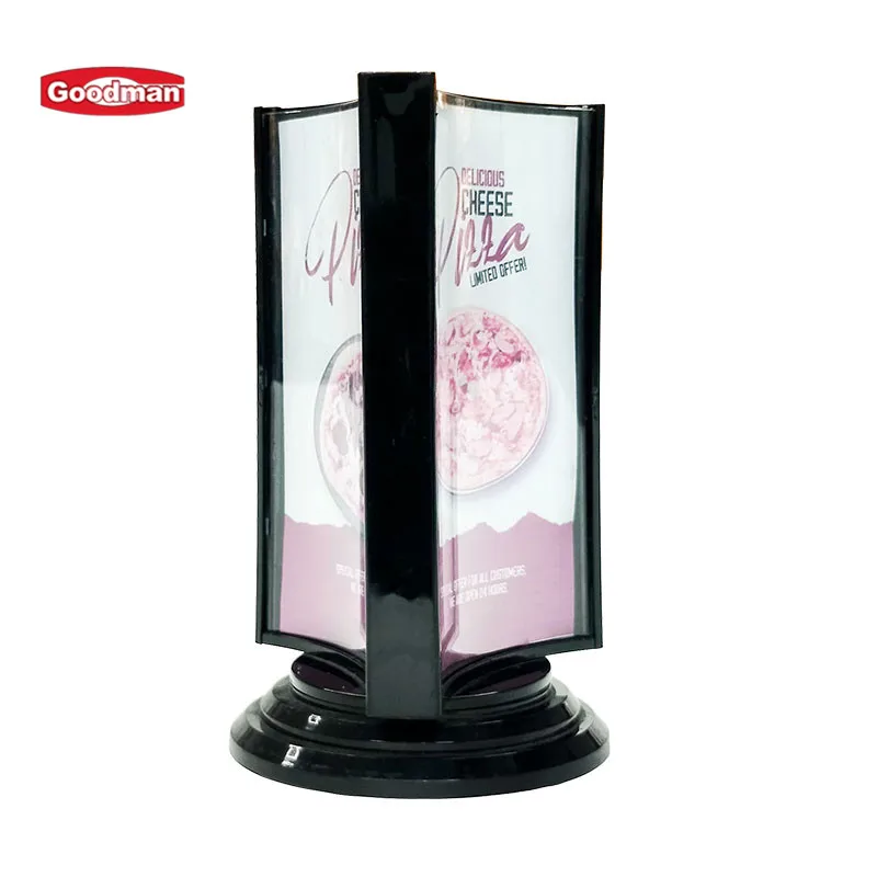 Multiple size rotating  style plastic acrylic menu sign holder restaurant table menu holder supplier