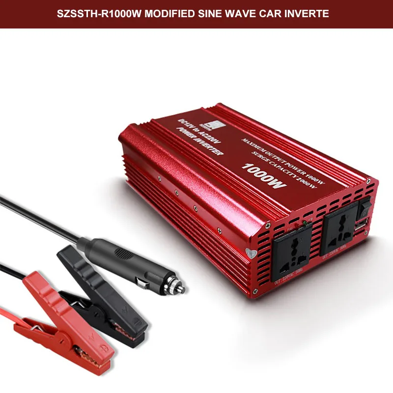 1000W Peak Car Power Inverter – 12V DC To 110V AC Converter With Dual USB & AC Outlets, Modified Sine Wave