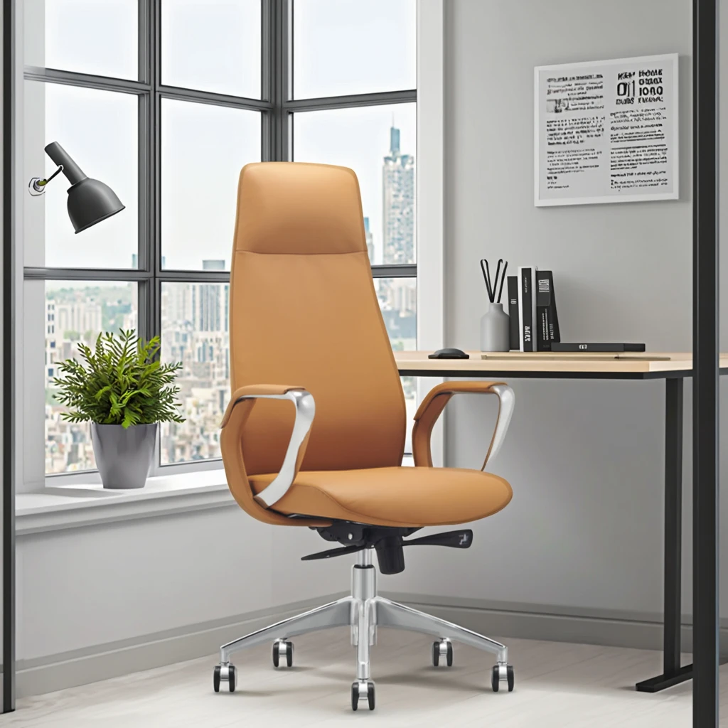 Luxury Aluminum Arm Executive Chair Built-in Steel Frame Synchronous Tilt Mechanism 5