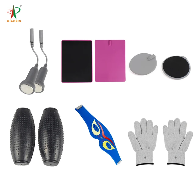 EMS Digital Therapy Machine Kit Silver Fiber Conductive Massage Gloves for Body Use Tens Unit for Pain Relief Muscle Recovery