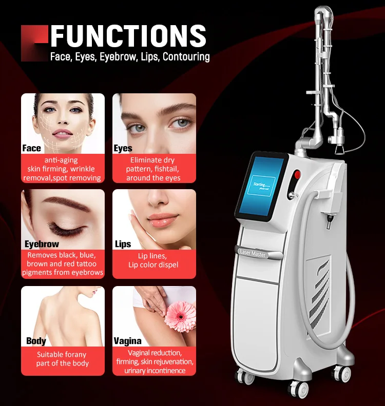 Vertical Fractional Co2 Laser And Picoseond Laser Within Two Handles Cutter Fractional 4D Q-Switched Nd Yag Laser Series Co2 Cutting Machine 11