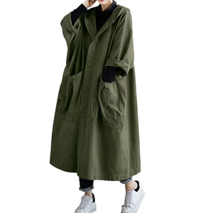 2026 Women's High-quality Spring Elegant Solid-color Loose Single-button Warm and Windproof Coat Hooded Casual Coats