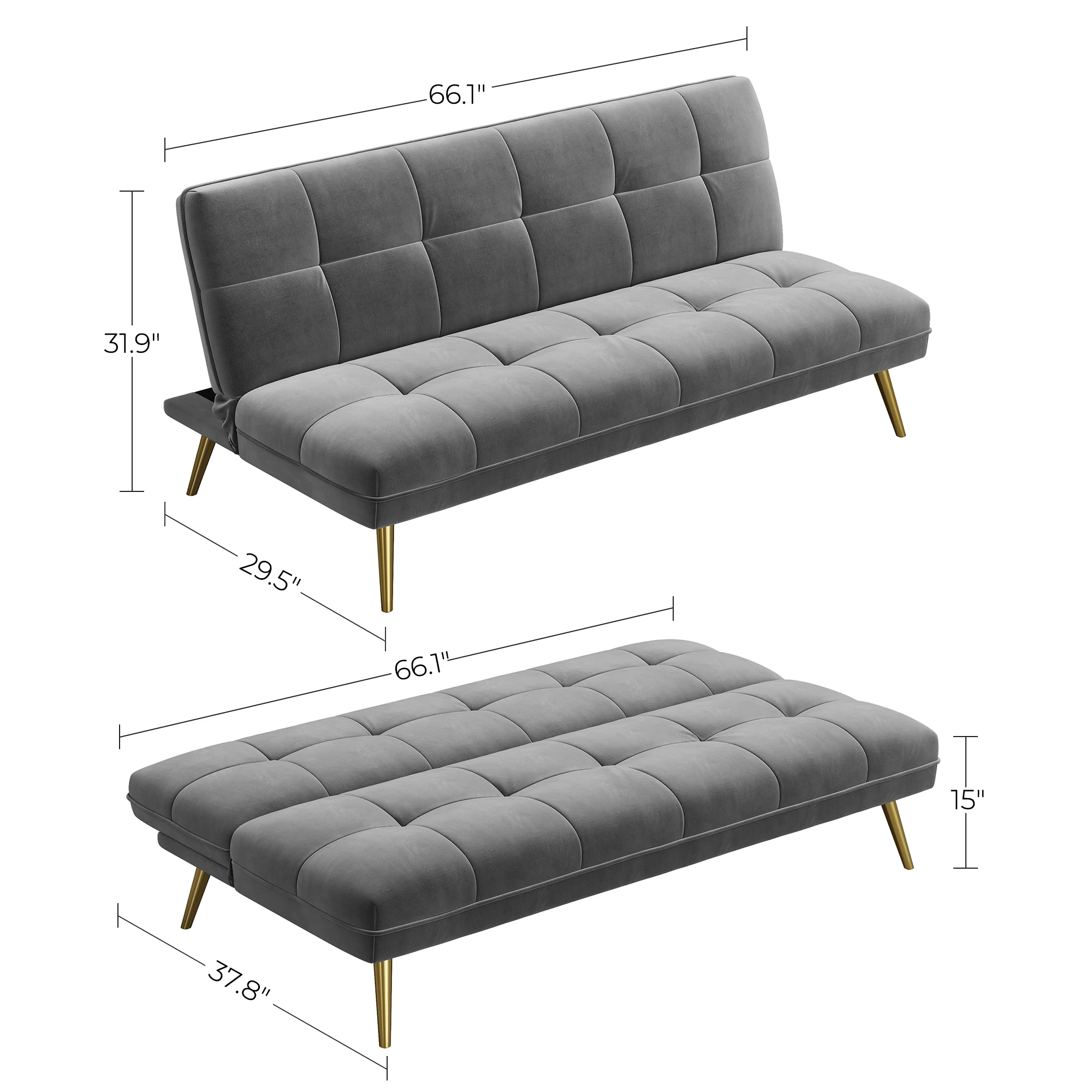 Vasagle Modern Leisure Velvet Sofa Bed European Furniture Modern Couch