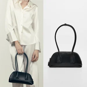 Wholesale PU Black Leather Fashion Ladies Top Handle Shoulder Bag Handbag Purse for Women